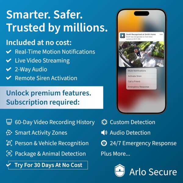 Arlo Ultra 2 Spotlight Camera 4K HDR (2 Cameras, SmartHub Included & Required) | Wireless Home Security Camera | Color Night Vision, Motion Sensor, 180º View, 2-Way Audio, Black