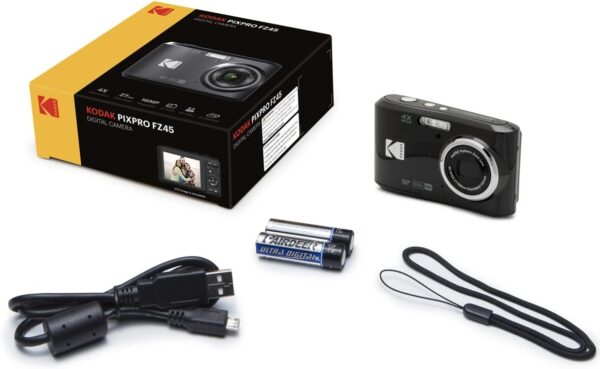 KODAK PIXPRO Friendly Zoom FZ45-BK 16MP Digital Camera with 4X Optical Zoom 27mm Wide Angle and 2.7" LCD Screen (Black)