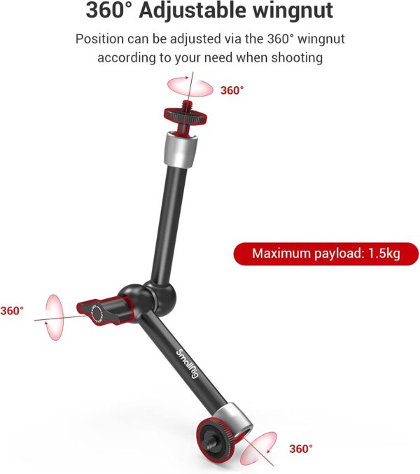 SMALLRIG Clamp w/ 1/4" and 3/8" Thread and 9.8 Inches Adjustable Friction Power Articulating Magic Arm with 1/4" Thread Screw for LCD Monitor/LED Lights - KBUM2732B