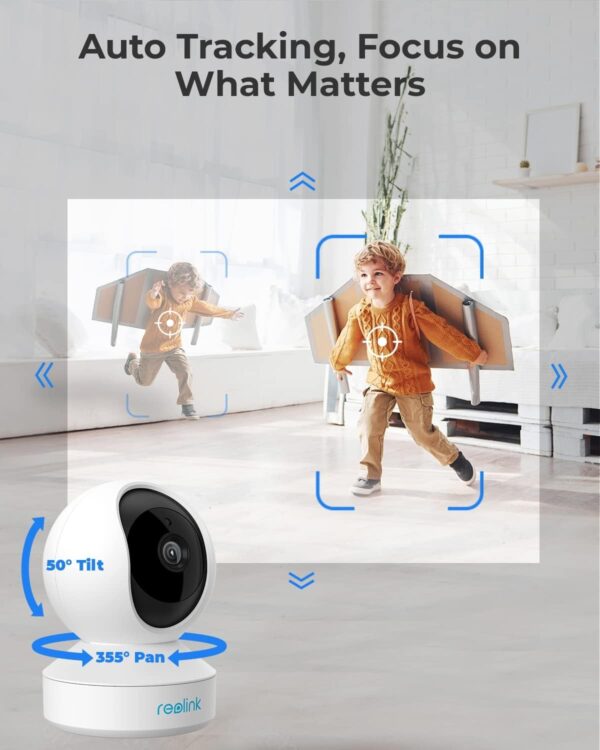REOLINK Indoor Security Camera, 2.4/5 GHz WiFi, 4MP 360 Degree Pet Camera with Auto Tracking, Person/Pet Detection, Local Storage, 2 Way Talk, Ideal for Baby/Dog Monitor, Plug-in, E1 Pro (2 Pack)
