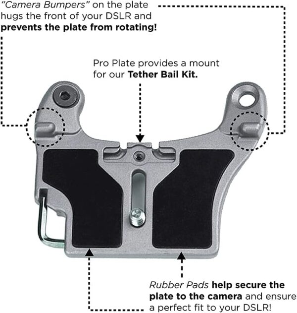 SPIDER HOLSTER – SpiderPro DSLR Camera Plate for Any Spider Camera Holster Constructed from Durable Stainless Steel & Aluminum with Anti-Slip Pads – 1/4" x20 Mounts for Any Tripod Adapter Plate