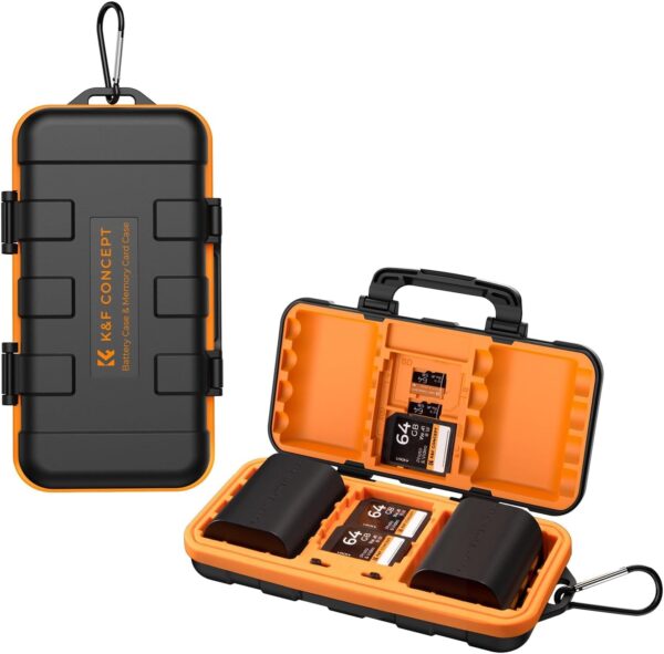 K&F Concept Camera Battery SD Card Holder for 4 SD Cards, 2 Camera Batteries, 6 TF Cards, 2 CF Cards or 2 XQDs, Water-resistant and Anti-shock Case, Camera Accessories, Small SD Card Case
