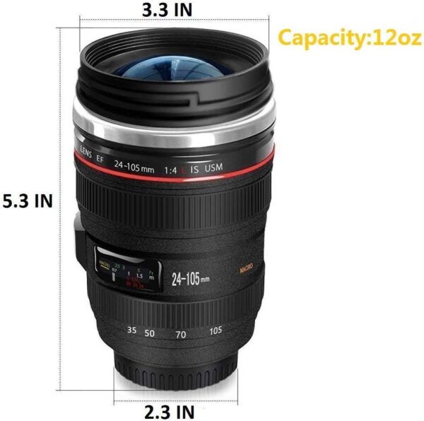 Camera Lens Coffee Mug, Fun Photo Stainless Steel Lens Mug Thermos Great Gifts for Photographers,Home Supplies,Friends,School Rewards