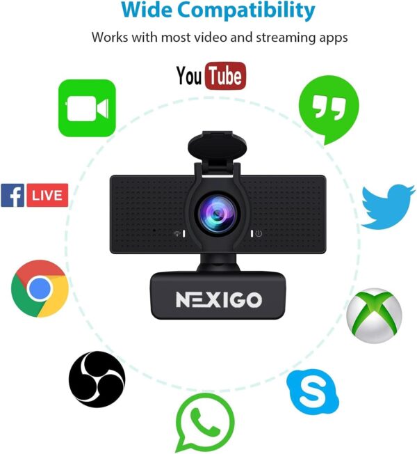 NexiGo N60 1080P Webcam with Microphone, Adjustable FOV, Zoom, Software Control & Privacy Cover, USB HD Computer Web Camera, Plug and Play, for Zoom/Skype/Teams, Conferencing and Video Calling