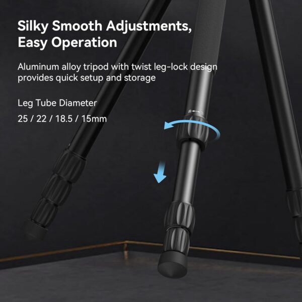 SmallRig CT195 Video Tripod Kit, 73" Camera Tripod with Pan Tilt Fluid Head for Vertical/Horizontal Shooting, Max Load 15kg / 33Ibs for Camcorder, Mirrorless, DSLR - 4307