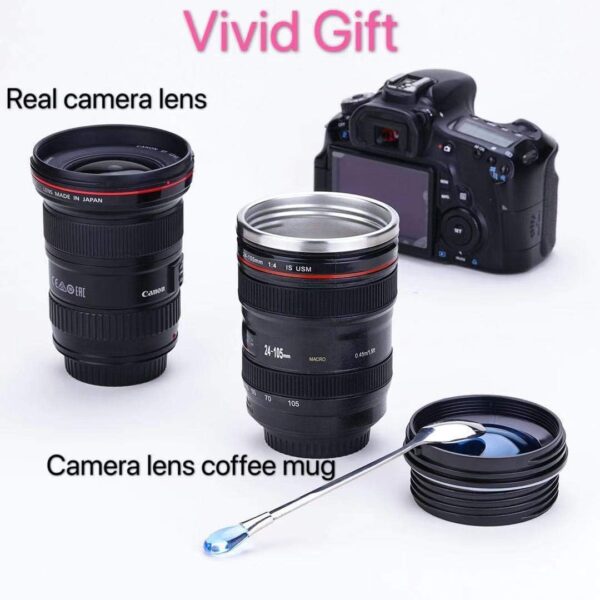 Camera Lens Coffee Mug, Fun Photo Stainless Steel Lens Mug Thermos Great Gifts for Photographers,Home Supplies,Friends,School Rewards