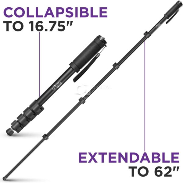 Altura Photo 62-Inch Camera Monopod - Heavy Duty Stand for Canon, Nikon, & Sony Mirrorless & DSLR Cameras - Steady Photography, Lightweight & Portable - Easy to Carry with Pouch
