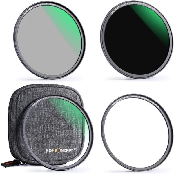 K&F Concept 77mm Magnetic MCUV CPL Fixed ND1000 Magnetic Basic Ring 4-in-1 Lens Filters Kit with 28 Multi-Coatings for Camera Lens (Nano-X Series)