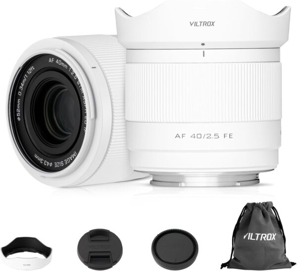 VILTROX 40mm F2.5 FE Lens (White Limited Edition) AF Full Frame Large Aperture Microsingle Camera E-Mount Lenses Auto Focus Format Portrait Shot for Sony a7 a7r/s/c a7ii a7rii a7sii a7siii a7iii