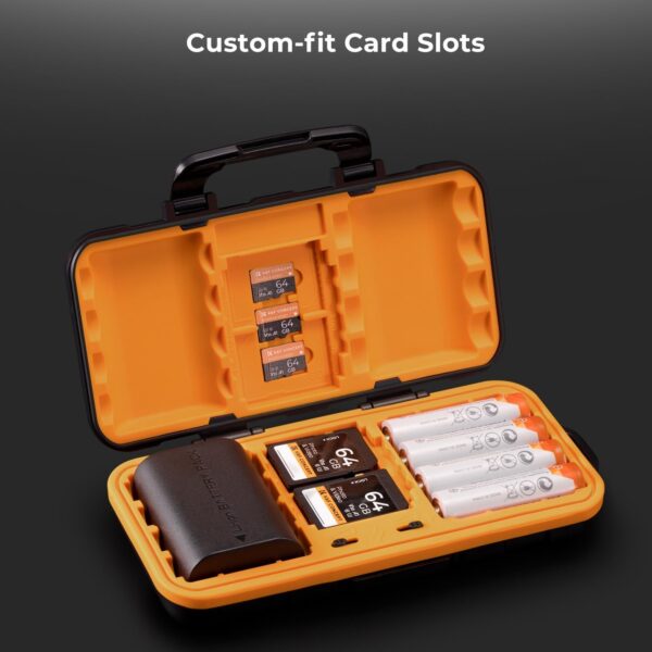 K&F Concept Camera Battery SD Card Holder for 4 SD Cards, 2 Camera Batteries, 6 TF Cards, 2 CF Cards or 2 XQDs, Water-resistant and Anti-shock Case, Camera Accessories, Small SD Card Case