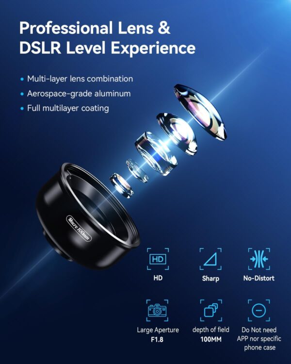 Apexel Professional Macro Photography Lens for Dual Lens/Single Lens iPhone,Pixel,Samsung Galaxy Smartphones