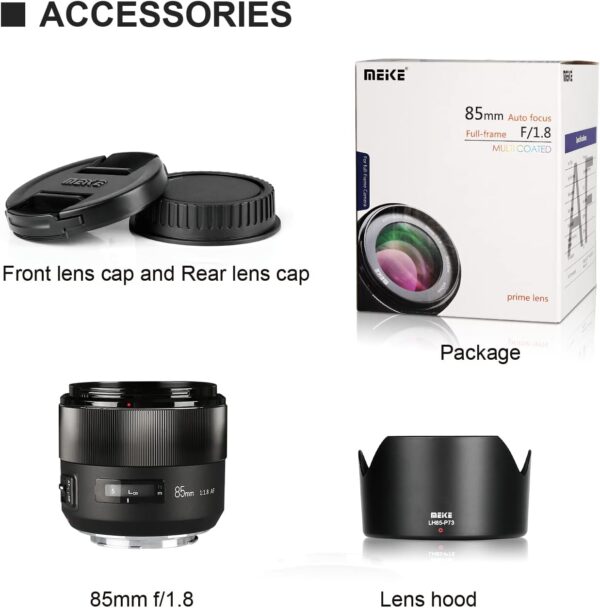 Meike 85mm F1.8 Auto Focus Full Frame Large Aperture Portrait Lens Compatible with Nikon F Mount DSLR Cameras D850 D750 D780 D610 D3200 D3300 D3400 D3500 D5500 D5600 D5300 D5100 D7200 etc.