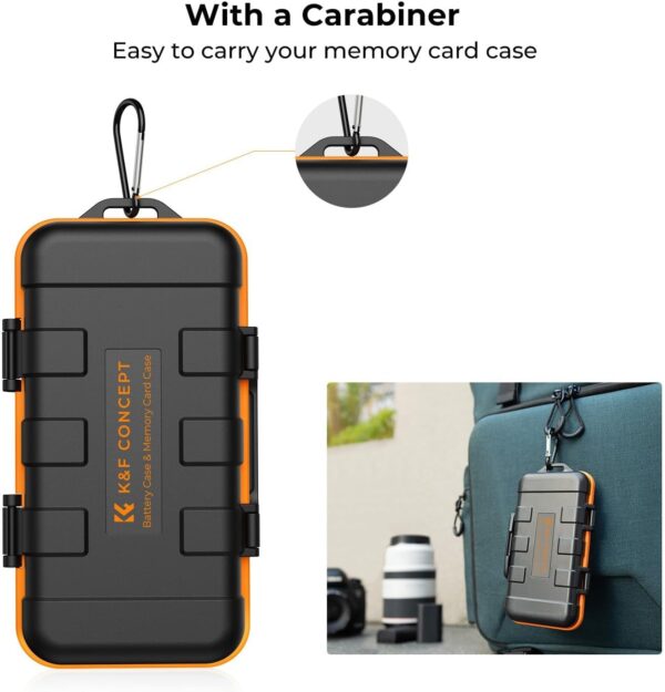 K&F Concept Camera Battery SD Card Holder for 4 SD Cards, 2 Camera Batteries, 6 TF Cards, 2 CF Cards or 2 XQDs, Water-resistant and Anti-shock Case, Camera Accessories, Small SD Card Case