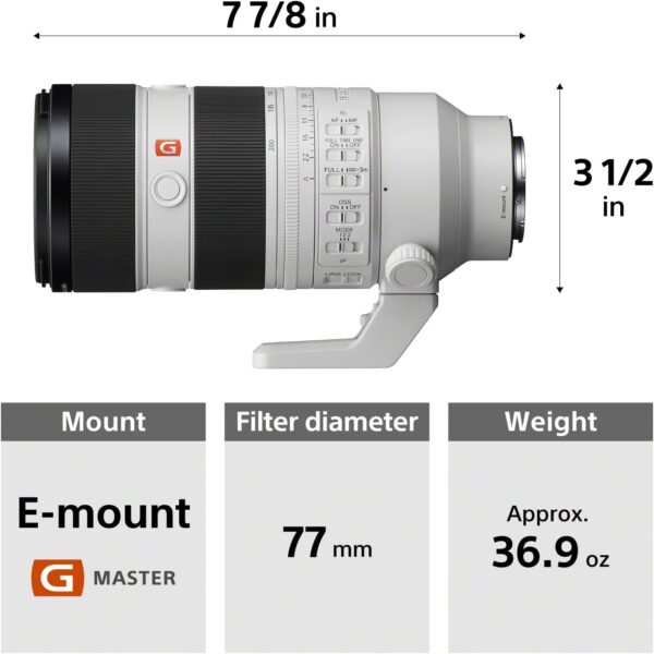 Sony FE 70-200mm F2.8 GM OSS II Full-Frame Constant-Aperture telephoto Zoom G Master Lens (SEL70200GM2) White