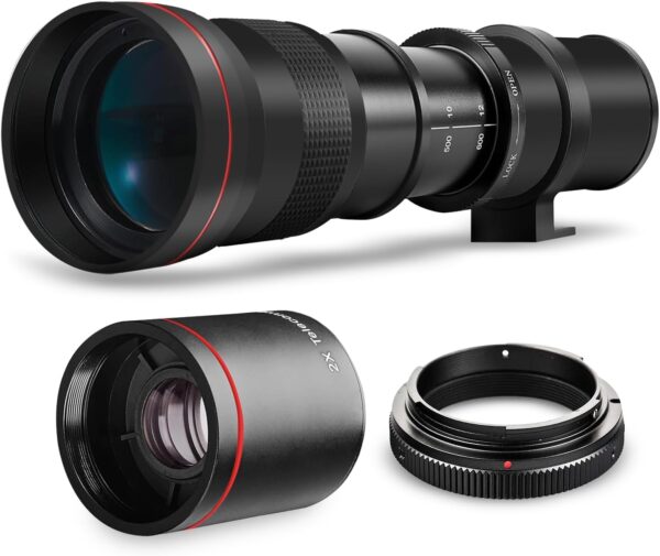 High-Power 420-1600mm f/8.3 HD Manual Telephoto Zoom Lens for Canon T1i T2i T3 T3i T4 T4i T5 T5i T6 T6i T6s T7 T7i T7s T8i EOS 1D 5D 6D 7D 30D 40D 50D 60D 70D 80D 90D XS XSI SL3 SL2 SL1