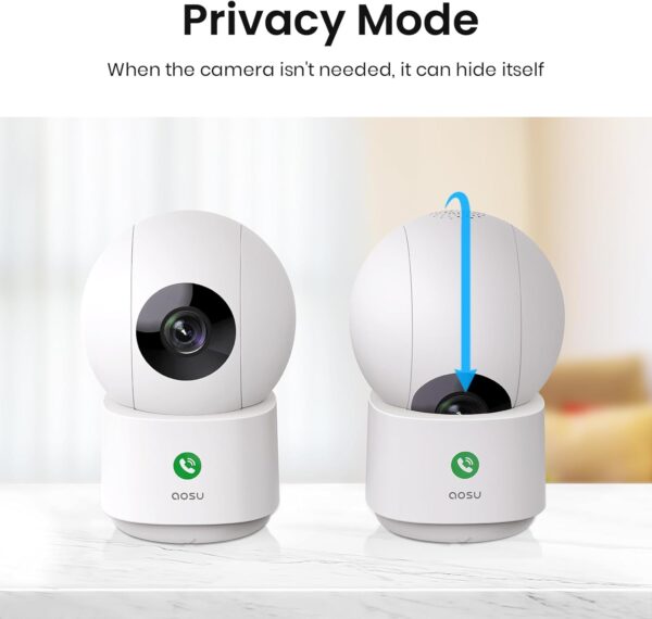 AOSU 2K Security Camera Indoor, Baby Monitor Pet Camera 360-Degree for Home Security,Camera with 5/2.4 GHz Wi-Fi Router, One-Touch Call, Smart Motion Tracking, IR Night Vision, Compatible with Alexa