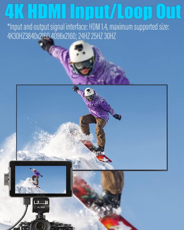 VILTROX DC550 Pro 5.5" Camera Field Monitor Touch Screen, 4K HDMI DSLR Video External Monitor for Sony Canon Nikon, Sunshade Hood,Battery,Storage Bag 1200nit,3DLUT,Focus Peaking,Histogram,False Colors