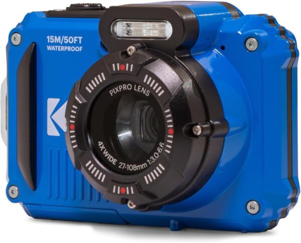 KODAK PIXPRO WPZ2 Rugged Waterproof Shockproof Dustproof WiFi Digital Camera 16MP 4X Optical Zoom 1080P Full HD Video Vlogging Camera 2.7" LCD (Blue)