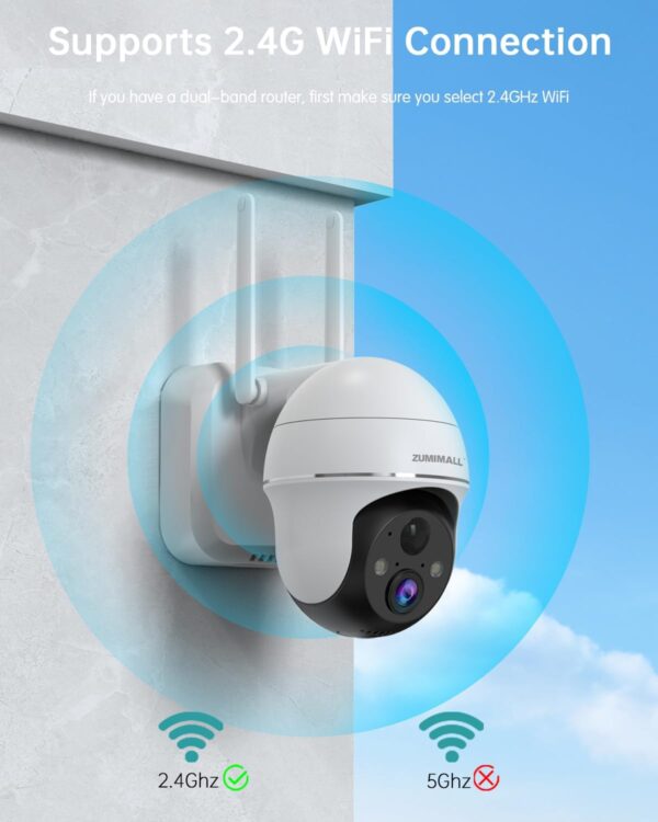 ZUMIMALL Security Cameras Wireless Outdoor WiFi with 360° PTZ, 2K Battery Cameras for Home Security Outdoor, Spotlight & Siren, 3MP Color Night Vision/2-Way Talk/IP66/Cloud/Alexa/PIR/AI