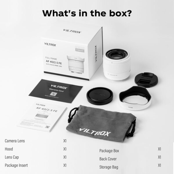 VILTROX 40mm F2.5 FE Lens (White Limited Edition) AF Full Frame Large Aperture Microsingle Camera E-Mount Lenses Auto Focus Format Portrait Shot for Sony a7 a7r/s/c a7ii a7rii a7sii a7siii a7iii