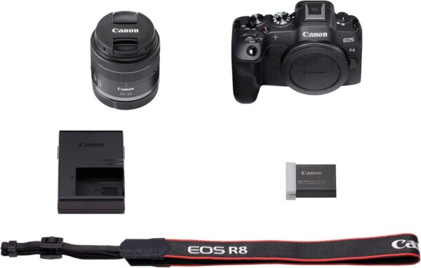 Canon EOS R8 Mirrorless Camera RF24-50mm F4.5-6.3 is STM Lens Kit, Full-Frame Hybrid Camera, 24.2 Megapixel CMOS Image Sensor, 4K Video, Content Creator Vlogging Camera, Black