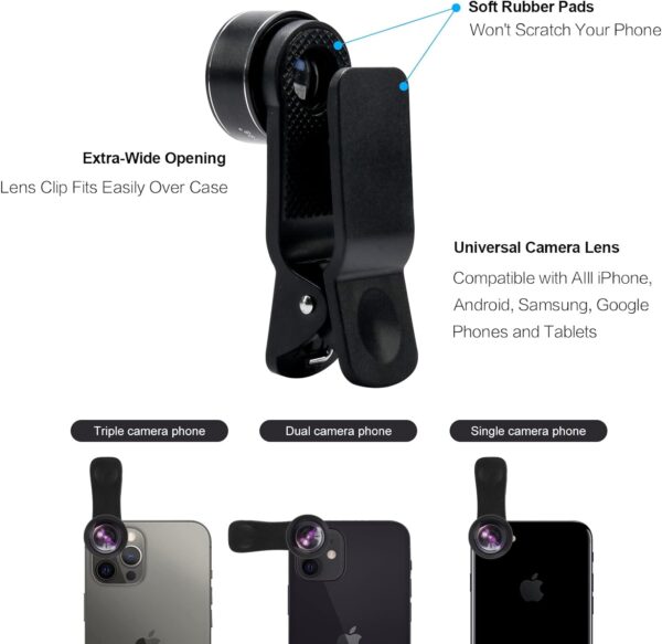Phone Camera Lens (11 Lenses) Phone Lens Kit, Clip on Fisheye/Macro/Wide Angle Lens Attachment with Travel Case for iPhone 14 13 12 11 Xs X Pro Max Samsung Android Smartphone