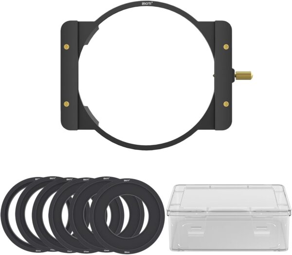 SIOTI Camera Square Filter Holder System Photography + 6*Adapter Ring (58/62/67/72/77/82mm), for 100 * 100mm or 100 * 150mm ND/GND, Compatiable with General Brand Camera