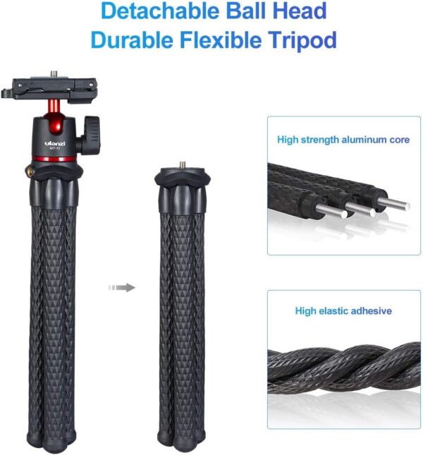 ULANZI Camera Tripod, Mini Flexible Stand with Hidden Phone Holder w Cold Shoe Mount, 1/4'' Screw for Magic Arm, Universal for iPhone 16 15 14 Pro Max XS Max X 8 Samsung Canon Nikon Sony Cameras
