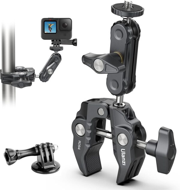 ULANZI Super Clamp Camera Clamp Mount Monitor 360° Ballhead Magic Arm Double Ball Head Adapter with 1/4"-20 & 3/8"-16 Thread for Canon Nikon DSLR Camera/Gopro/LED Lights/Ronin-M/Ronin MX/Freefly MOVI