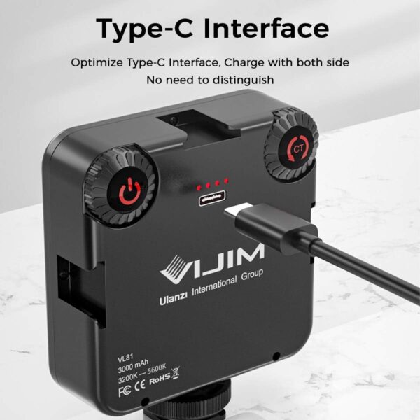 VL-81 LED Video Light w Softbox, Portable Light for Photography Cold Shoe On-Camera Video Lights CRI95+ 3200K-5600K Bi-Color 3000mAh Rechargeable Dimmable Vlog Light for DSLR Camera Gopro