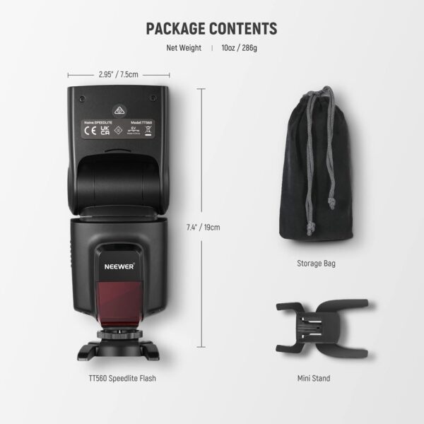 Neewer TT560 Flash Speedlite for Canon Sony Nikon Panasonic Olympus Pentax and Other DSLR Cameras, Digital Camera Speedlight with Standard Hot Shoe