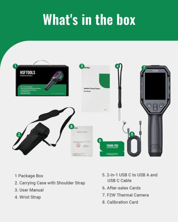 F2W Thermal Camera 256x192 IR Resolution, Thermal Imaging Camera with W-Fi, Super Resolution Image Enhance,-4°F to 1022°F,640x480 3.2" Screen Thermal Imager with 16 GB Storage, Carrying Case