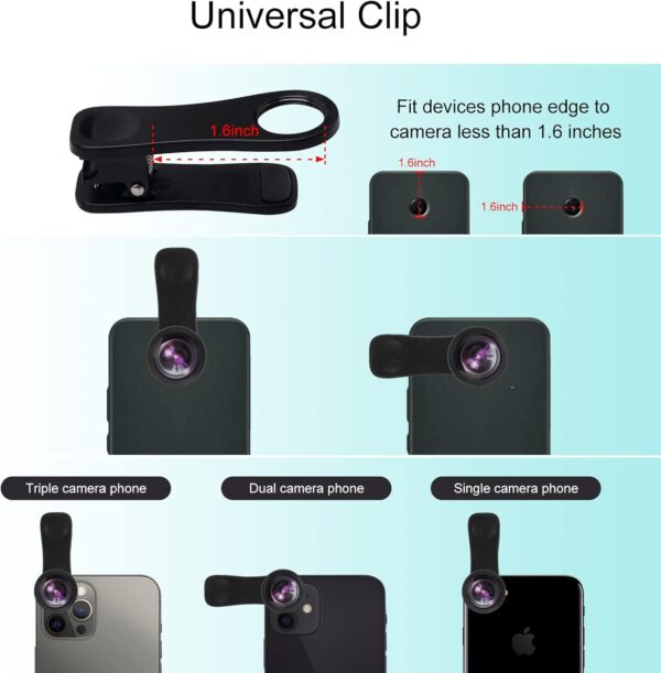 Godefa Phone Camera Lens Kit, 14 in 1 Lenses with Selfie Light for iPhone 14 13 12 11 Xs X Pro Samsung and Other Andriod Smartphone, Universal Clip on Wide Angle+Macro+ Fisheye Camera Lenses
