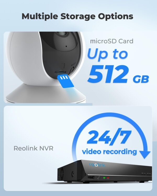 REOLINK Home Security Camera System, 3MP HD Plug-in Indoor WiFi Pan Tilt Pet Camera, Baby Monitor, Night Vision, 2 Way Talk, Smart Human/Pet Detection, Local microSD Card Storage, E1(2 Pack)