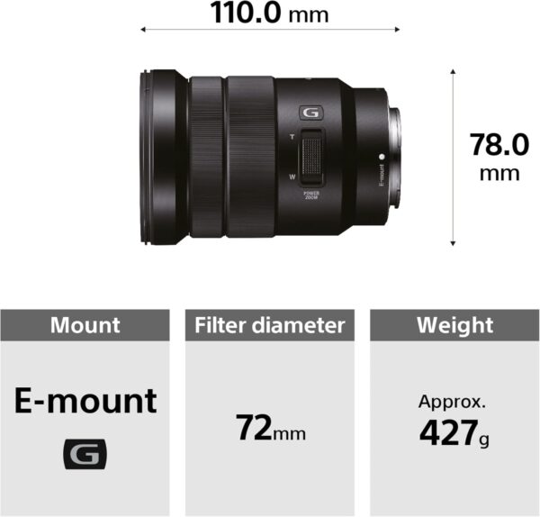 Sony SELP18105G E PZ 18-105mm F4 G OSS , Black