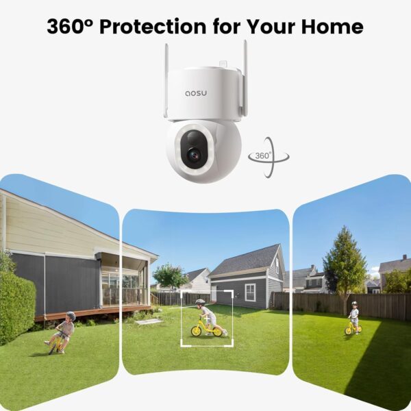 AOSU Solar Security Cameras Wireless Outdoor - 3K 5MP Home Security Camera, 360° Panoramic View, 400-Lumen Floodlight Camera, Color Night Vision, WiFi Camera, Auto Tracking, AI Human Detection(2 Pack)