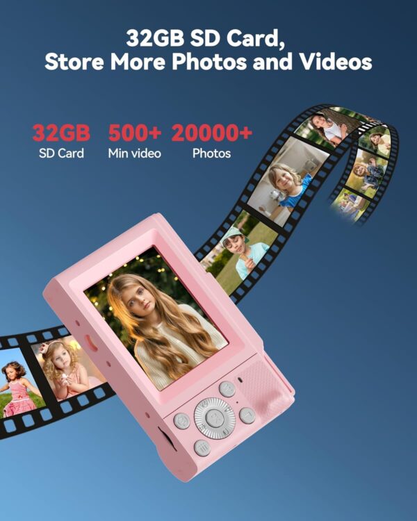 Digital Camera for Kids: Pink Camera for Teens - Christmas Birthday Gifts for Girls 8-10 - 16X Zoom Shoot Camera for Ages 8-13 - Compact Camera for 6 7 8 9 10 Years Old- Toys for Kid Children Toddler