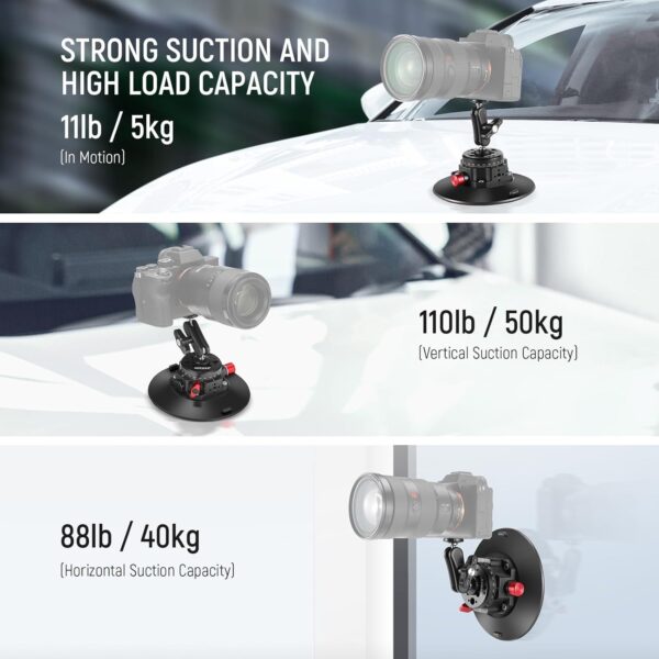NEEWER 6"/15.2cm Camera Suction Cup Mount with Ball Head Magic Arm, Metal Suction Cup Mount on Car Windshield Dash for Camera/Action Camera/Phone Holder, with 1/4" & 3/8" Mounting Holes for ARRI