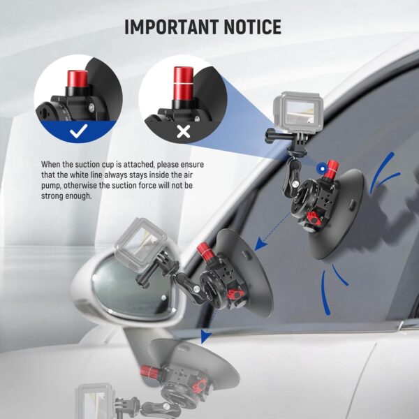 NEEWER 6"/15.2cm Camera Suction Cup Mount with Ball Head Magic Arm, Metal Suction Cup Mount on Car Windshield Dash for Camera/Action Camera/Phone Holder, with 1/4" & 3/8" Mounting Holes for ARRI