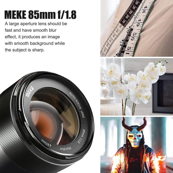 Meike 85mm F1.8 Auto Focus Full Frame Large Aperture Portrait Lens Compatible with Nikon F Mount DSLR Cameras D850 D750 D780 D610 D3200 D3300 D3400 D3500 D5500 D5600 D5300 D5100 D7200 etc.