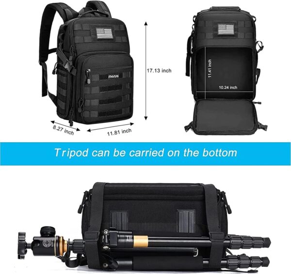 MOSISO Camera Backpack, DSLR/SLR/Mirrorless Tactical Camera Bag Case with Laptop Compartment Compatible with Canon/Nikon/Sony, Black