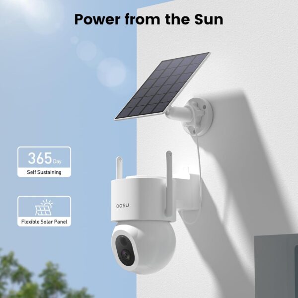 AOSU Solar Security Cameras Wireless Outdoor - 3K 5MP Home Security Camera, 360° Panoramic View, 400-Lumen Floodlight Camera, Color Night Vision, WiFi Camera, Auto Tracking, AI Human Detection(2 Pack)
