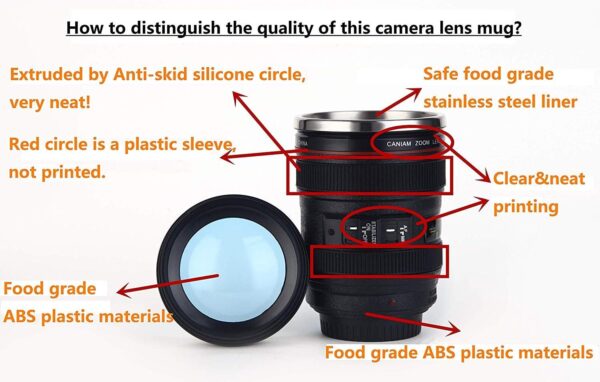 Camera Lens Coffee Mug, Fun Photo Stainless Steel Lens Mug Thermos Great Gifts for Photographers,Home Supplies,Friends,School Rewards