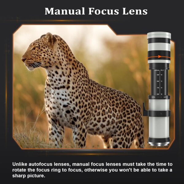 420-800mm Telephoto Lens for Canon - EF Lens for Canon DSLR, Manual Focus MF Zoom Lens for Canon EOS Rebel SL3 SL2 SL1 T8i T7i T7 T6 4000D 1500D 90D 80D 77D 70D 60D 7D 6D 5D 1D DSLR Cameras