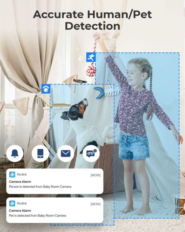 REOLINK Home Security Camera System, 3MP HD Plug-in Indoor WiFi Pan Tilt Pet Camera, Baby Monitor, Night Vision, 2 Way Talk, Smart Human/Pet Detection, Local microSD Card Storage, E1(2 Pack)
