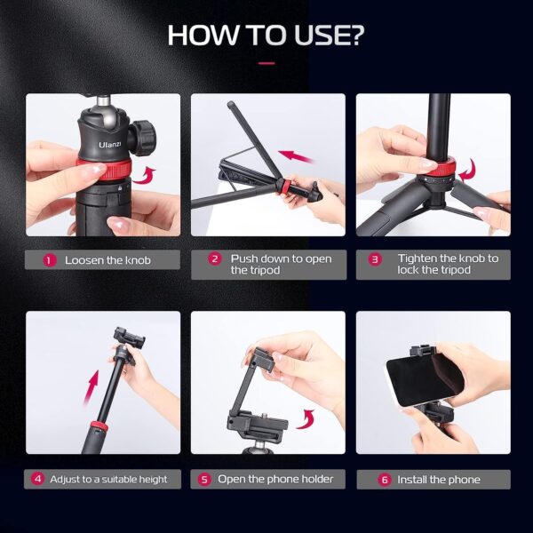 ULANZI MT-44 Extendable Phone Tripod, 59" Selfie Stick Vlog Stand with 2 in 1 Phone Clip, 360° Ball Head Camera-Tripod for iPhone Sony Canon Action Camera, Lightweight for Travel
