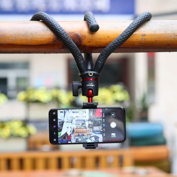 ULANZI Camera Tripod, Mini Flexible Stand with Hidden Phone Holder w Cold Shoe Mount, 1/4'' Screw for Magic Arm, Universal for iPhone 16 15 14 Pro Max XS Max X 8 Samsung Canon Nikon Sony Cameras