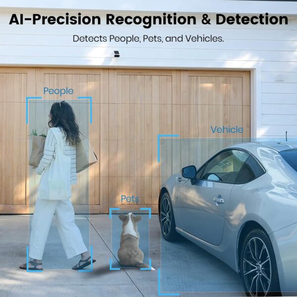 AOSU SolarCam P1 Max, Solar Security Camera Wireless Outdoor, 4K UHD Camera for Home Security with Enhanced AI Detection for Fences & Parking, Integrated Solar Panel, Easy Setup, No Monthly Fees