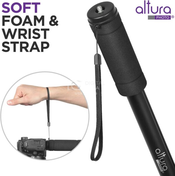 Altura Photo 62-Inch Camera Monopod - Heavy Duty Stand for Canon, Nikon, & Sony Mirrorless & DSLR Cameras - Steady Photography, Lightweight & Portable - Easy to Carry with Pouch