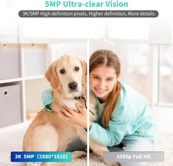 Alaga 3K Security Camera for Home, 5G and 2.4G WiFi,360° Pan, Human Pet Motion AI, Night Vision, Speaker, Compatible with Alexa and Google Assistant